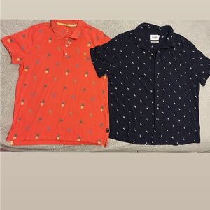 Bundle of 2 Men T-Shirts Tropical Print Margaritaville & Botton Down Shirt.